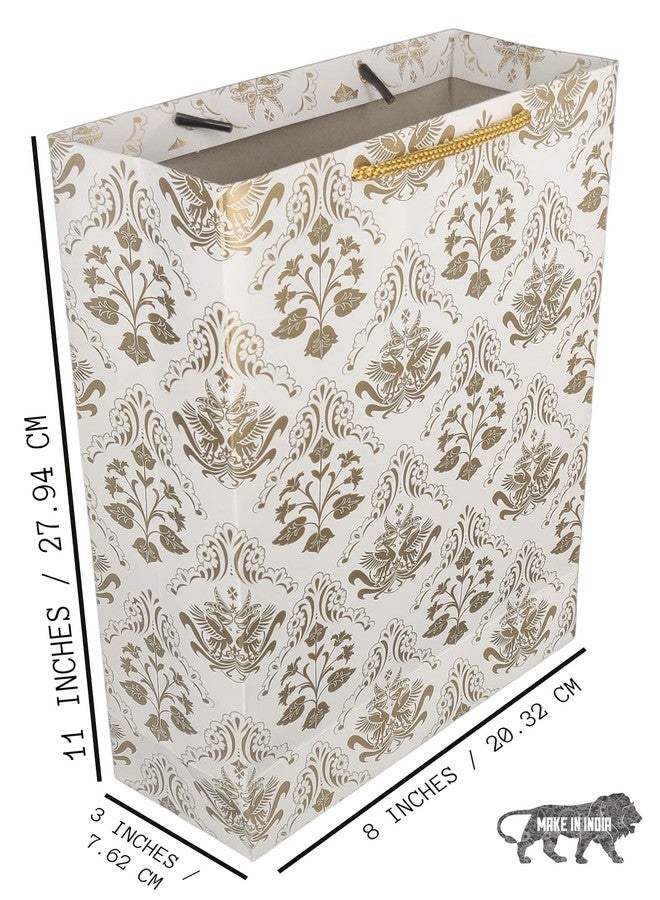 Arrow Paper Products Golden Bird Design Paper Gift Bags for Gifting, Weddings, Birthday, Holiday Presents (20.32 x 7.62 x 27.94 cm) Pack of 20 - Image 4